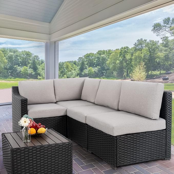 HAPPATIO 5 Piece Patio Conversation Set, All-Weather Patio Furniture Set by HAPPATIO