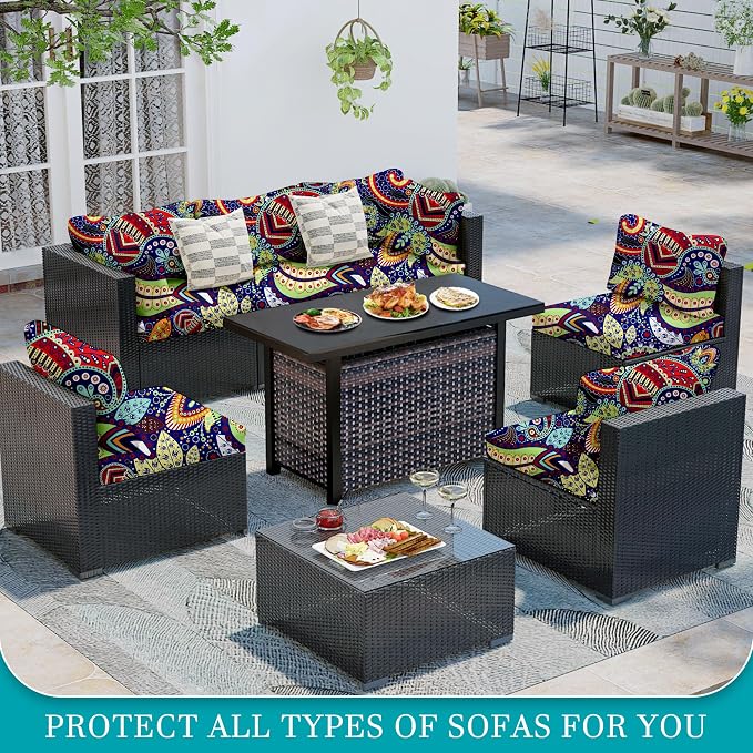 14 Pcs Stretch Patio Cushion Covers, Outdoor Couch Covers Replacement, Outdoor - Image 4