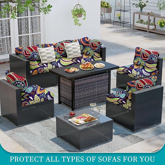 12 Pcs Stretch Patio Cushion Covers, Outdoor Couch Covers Replacement, Outdoor - Image 4
