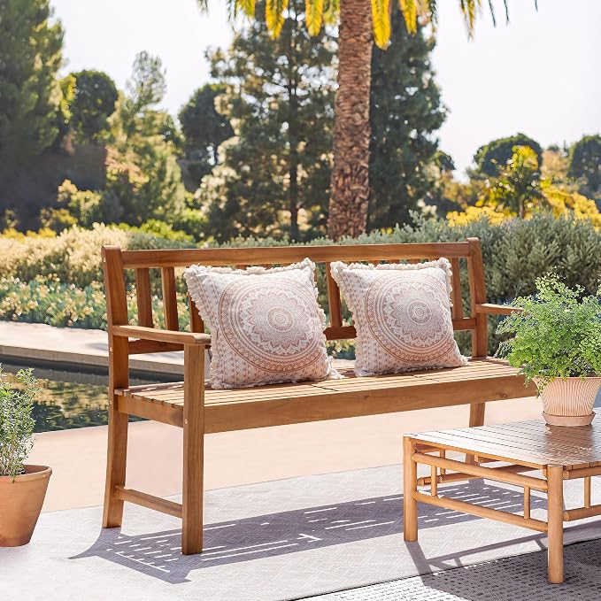 Devoko Outdoor Bench, 2-Person Garden Bench, Patio Wood Bench Outdoor Loveseat - Image 6