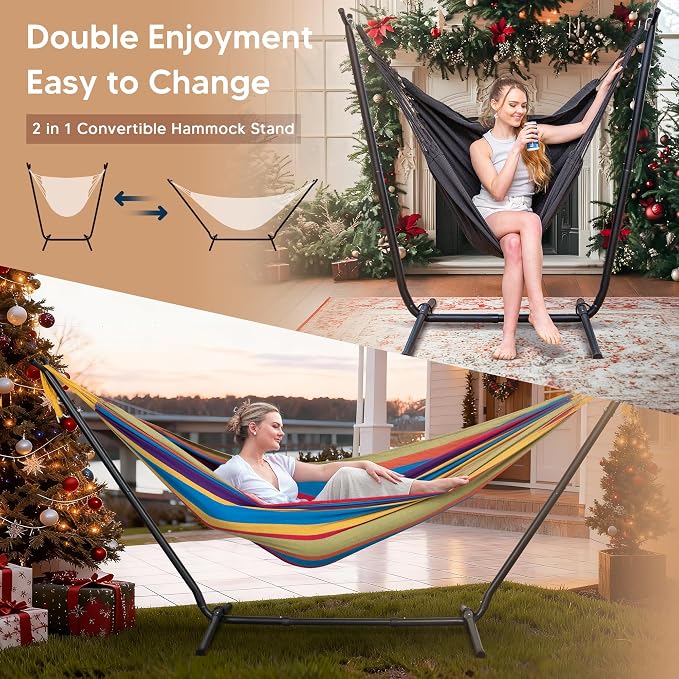 SUNCREAT 2-in-1 Convertible Backyard Fabric Hammock - Image 2