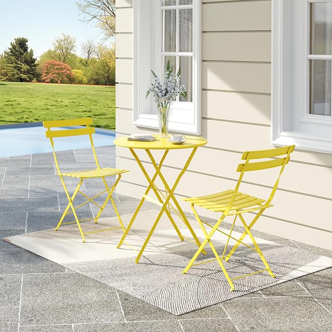 GarveeLife 3-Piece Folding Bistro Set, Foldable Patio Furniture Set - Image 8