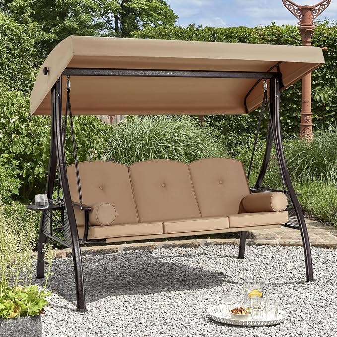 HOMREST 3 Person Outdoor Porch Swing - Image 8