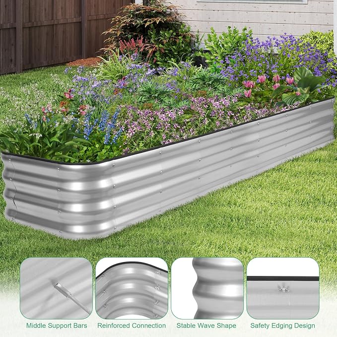 1MORE Raised Garden Bed -8X2X1 Galvanized Planter Box - Image 6