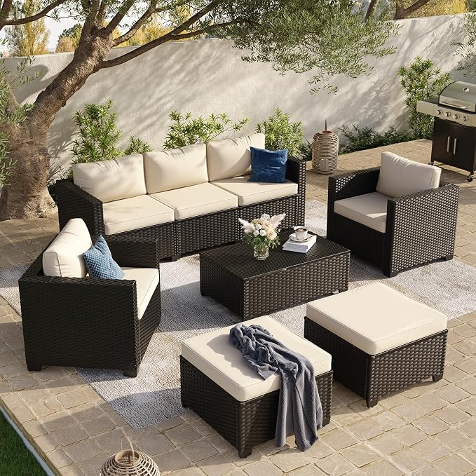 Aoxun 8 Piece Outdoor Patio Furniture Set 7 Seats, Outdoor Sectional by Aoxun