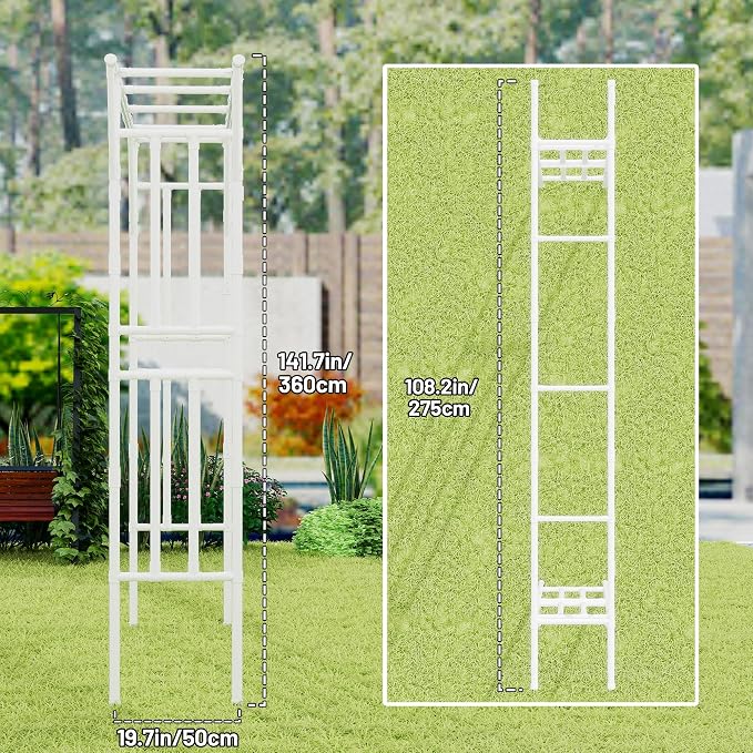 Extra Large Flat Top Garden Arch, PE-Coated Metal Trellis - Image 4
