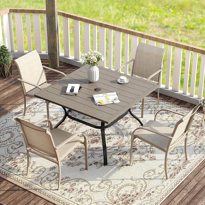 VICLLAX 5 Pieces Patio Dining Set, Outdoor Furniture Set Includes 37.8" Square by HOME
