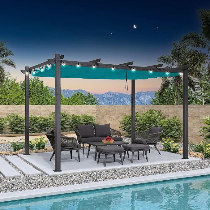 PURPLE LEAF 10' X 13' Outdoor Retractable Pergola by PURPLELEAF