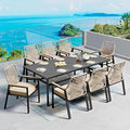 9 Pieces Patio Dining Set, 8 x Woven Rattan Chairs by SUNSHINEVALLEY