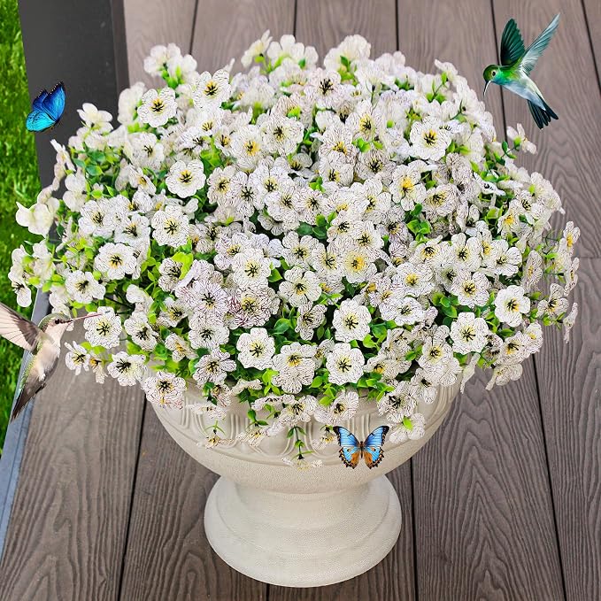 Faux Flowers for Outdoor Planters 16 Bundles UV Resistant Fake Artificial by JAKY-Global