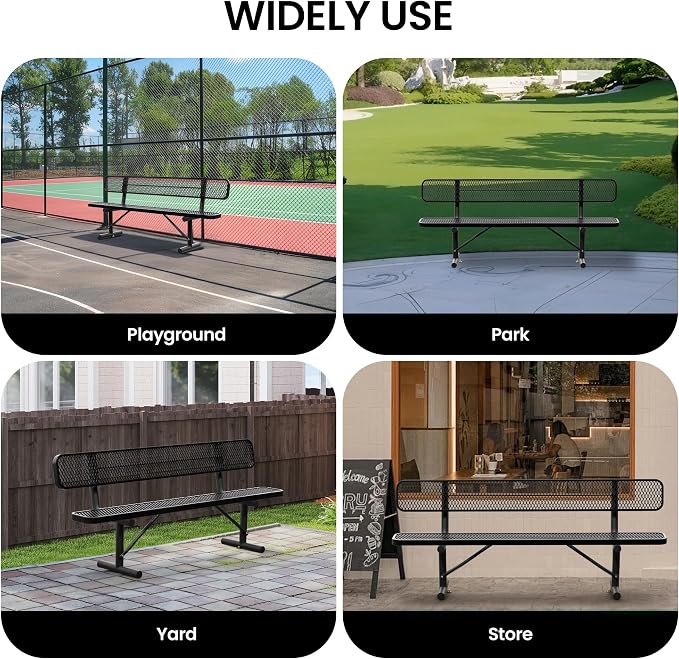 8 Feet Heavy Duty Metal Park Bench - Image 9