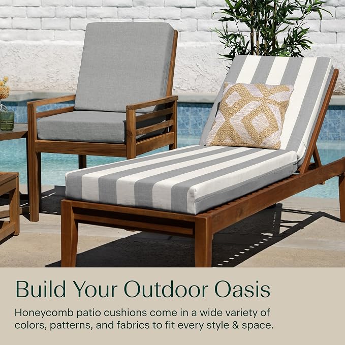 Honeycomb Outdoor Heritage Chaise 21.5 x 70, Cabana Stripe Stone Grey Chaise - Image 3
