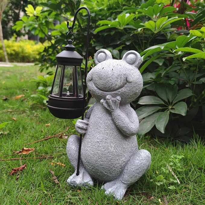 Frog Solar Garden Statues, Resin Frog Figurine Decorations - Image 6