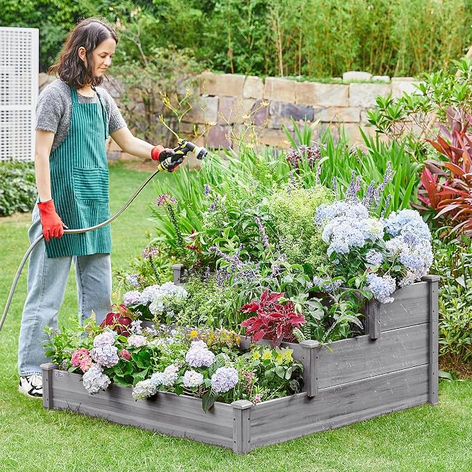 Yaheetech 3 Tier 47 x 47 x 22in Raised Garden Bed Horticulture Outdoor Elevated - Image 2