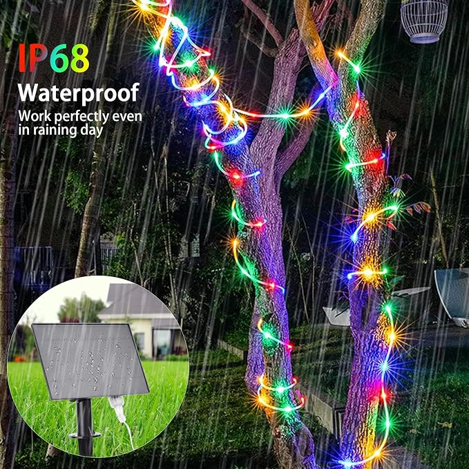 66FT Solar Rope Lights Outdoor Waterproof, 18 Colors Changing 200 LED String - Image 4