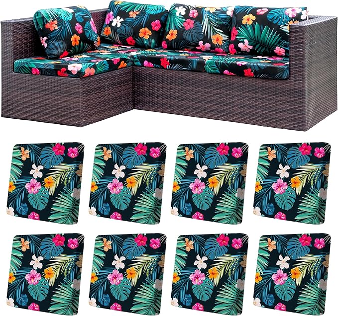8Pcs Stretch Patio Cushion Covers, Outdoor Couch Covers Replacement, Outdoor by BIETYONE