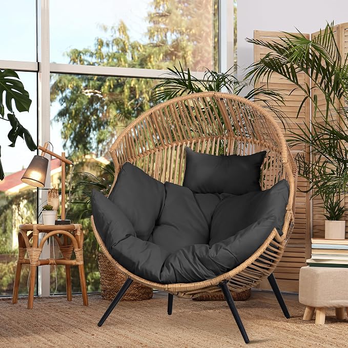 JAMFLY Egg Chair Wicker Outdoor Chairs, Oversized Patio Chair Oversized Lounger by JAMFLY