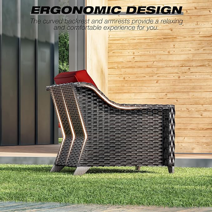 Joyside Wicker Patio Furniture Sets, 4 Pieces Upgraded Large Size Outdoor - Image 5