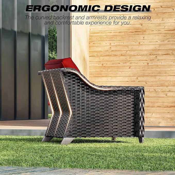 Joyside Wicker Patio Furniture Sets, 6 Pieces Upgraded Large Size Outdoor - Image 5