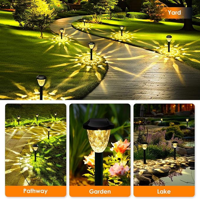 GIGALUMI 10 Pack Solar Lights Outdoor, Solar Pathway Lights - Image 2