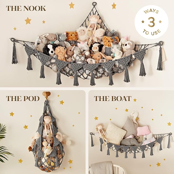 Macrame DreamLights Boho Stuffed Animal Storage Net or hammock Extra Large - Image 5