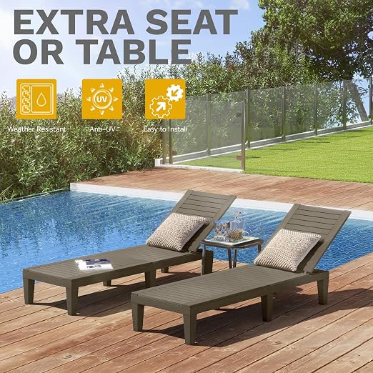 DWVO Outdoor Chaise Lounge, Pool Lounge Chair Set of 2 w/ 5-Level Backrest - Image 6