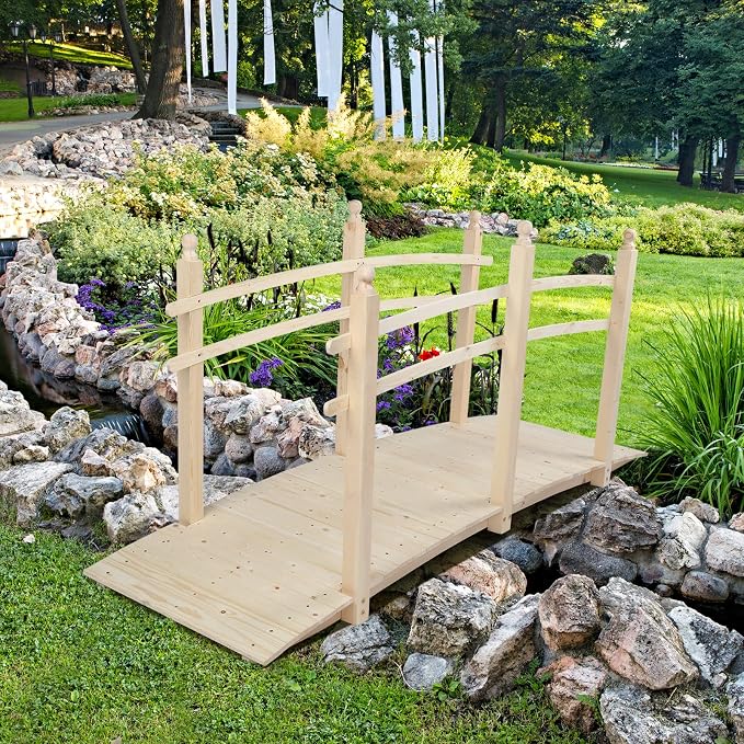 VINGLI 7.5 ft Garden Bridge, Arch Walkway Wooden Bridge - Image 8