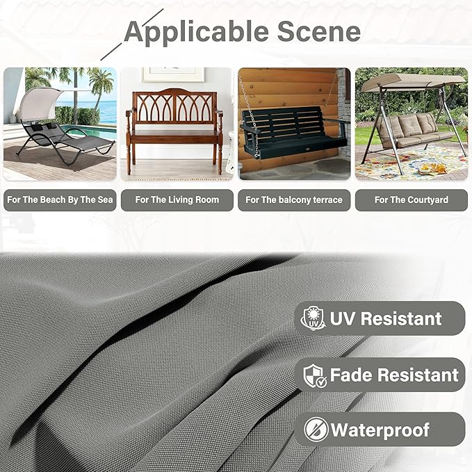 Porch Swing Cushion with Backrest, Waterproof Bench Cushion - Image 5