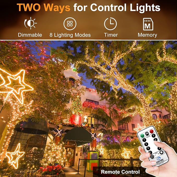 KNONEW 403FT 1000 LED Christmas Lights Outdoor String Lights 8 Modes & Timer - Image 2