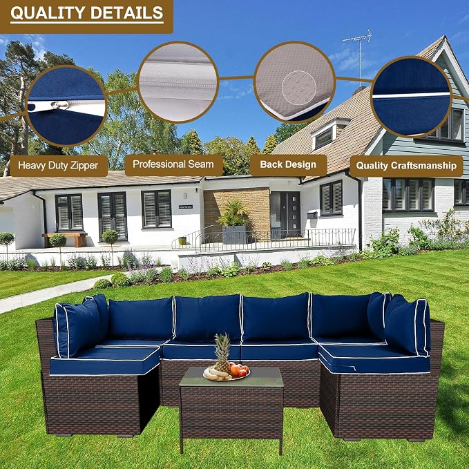 14 Piece Outdoor Patio Cushion Cover Replacement, Waterproof Patio Cushion - Image 3