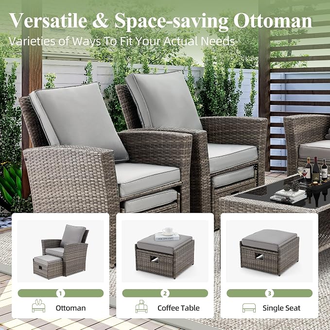 HOMREST 6 Pieces Outdoor Patio Furniture Set - Image 5