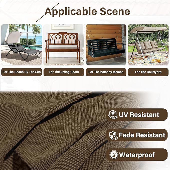 Porch Swing Cushion with Backrest, Waterproof Bench Cushion - Image 5