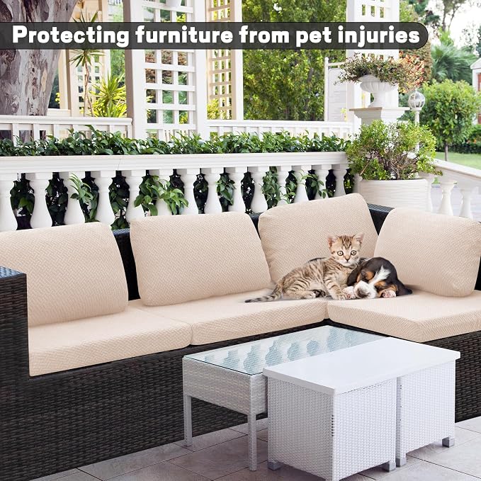 8Pcs Outdoor Cushion Covers, Patio Cushion Covers, Stretch Elastic Slipcovers - Image 3