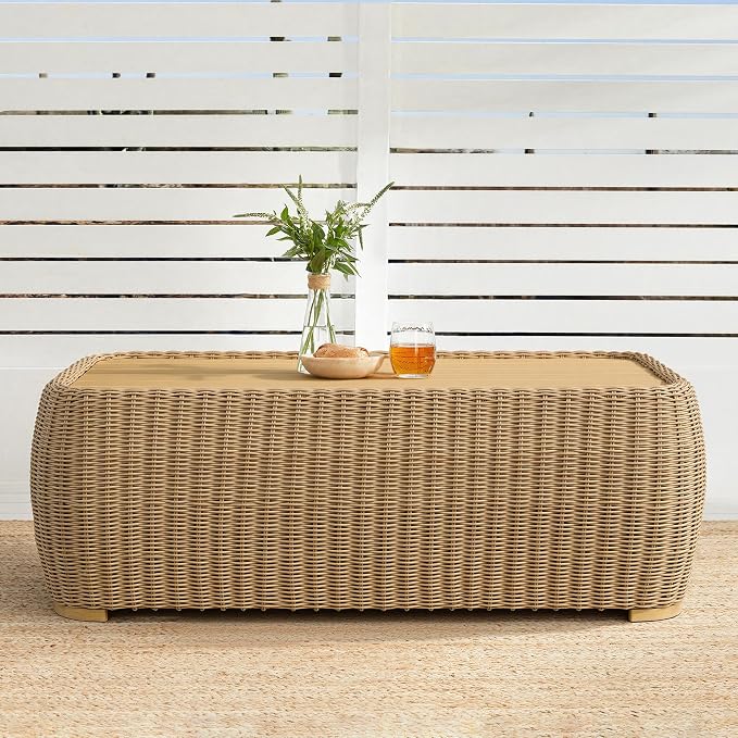 CHITA Wicker Patio Coffee Table, 41” All-Weather Rattan Outdoor Coffee Table by CHITALIVING