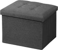 AmasSmile Storage Ottoman Folding Foot Rest Stool, 17 inches Linen Footstool by AmasSmile