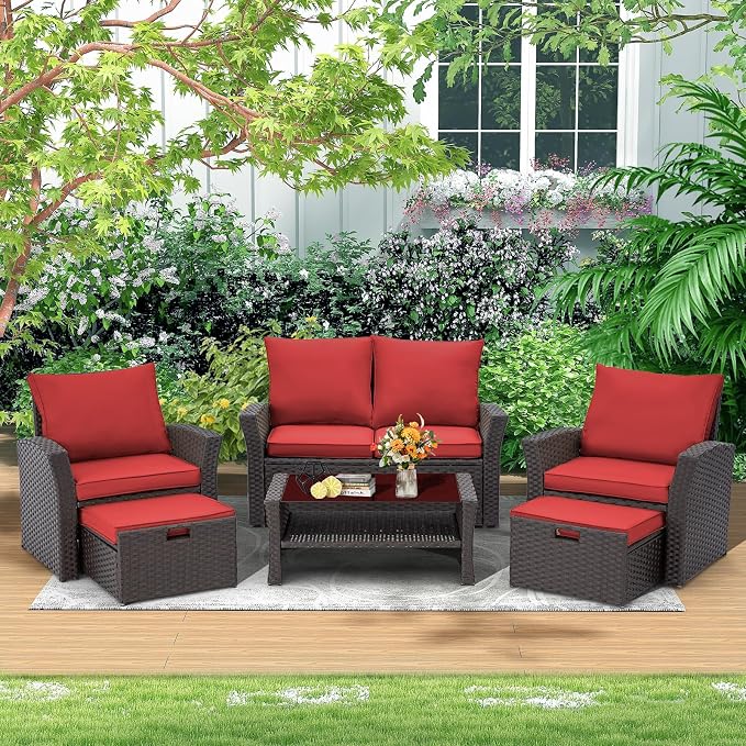HOMREST 6 Pieces Outdoor Patio Furniture Set by HOMREST