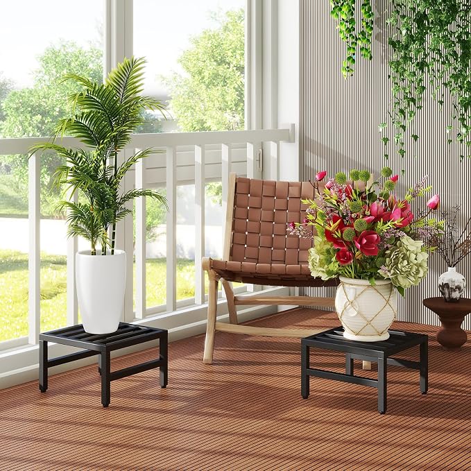 IBUYKE 2 Pack Metal Plant Stand Indoor Outdoor, Heavy Duty Small Flower Pot - Image 7