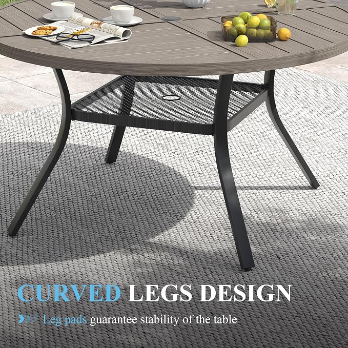 VICLLAX Patio Table and Chair Set of 4, All Weather Metal Round Outdoor Dining - Image 6
