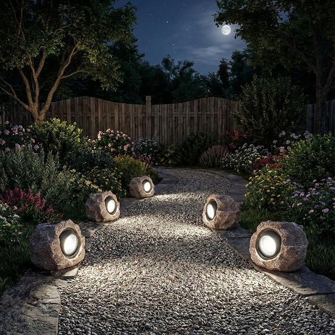2 Pack Solar Rock Lights, Outdoor Decorative Garden Spotlights - Image 3