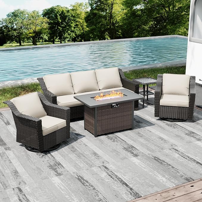 Joyside Wicker Patio Furniture Sets, 5 Pieces Upgraded Large Size Outdoor - Image 7