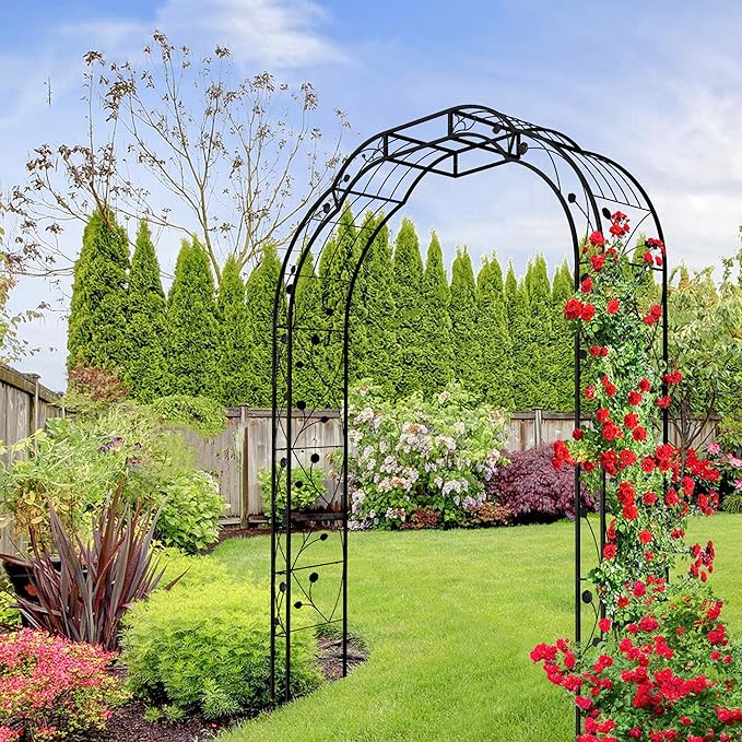 Metal Garden Arch 8.2 FT High x 6.2 FT Wide Garden Arbor Trellis - Image 5