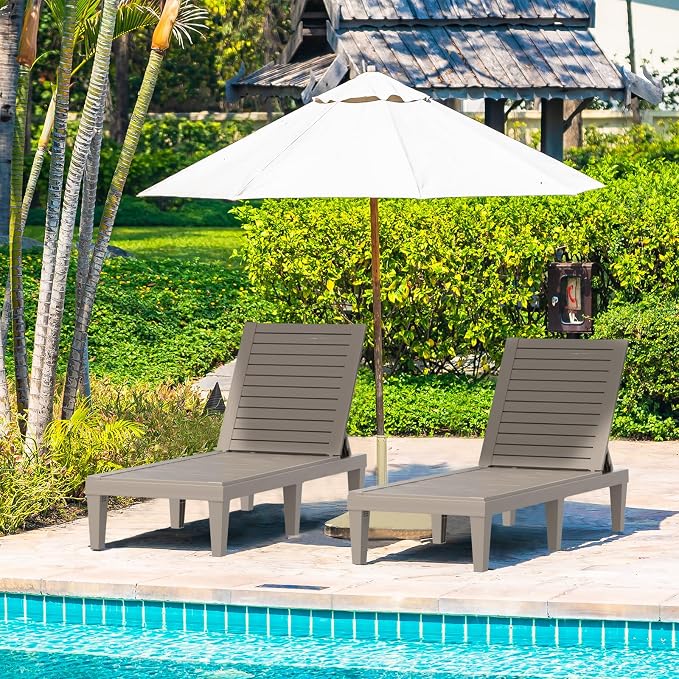 ROJIK Outdoor Chaise Lounge Chair Set of 2, - Image 2