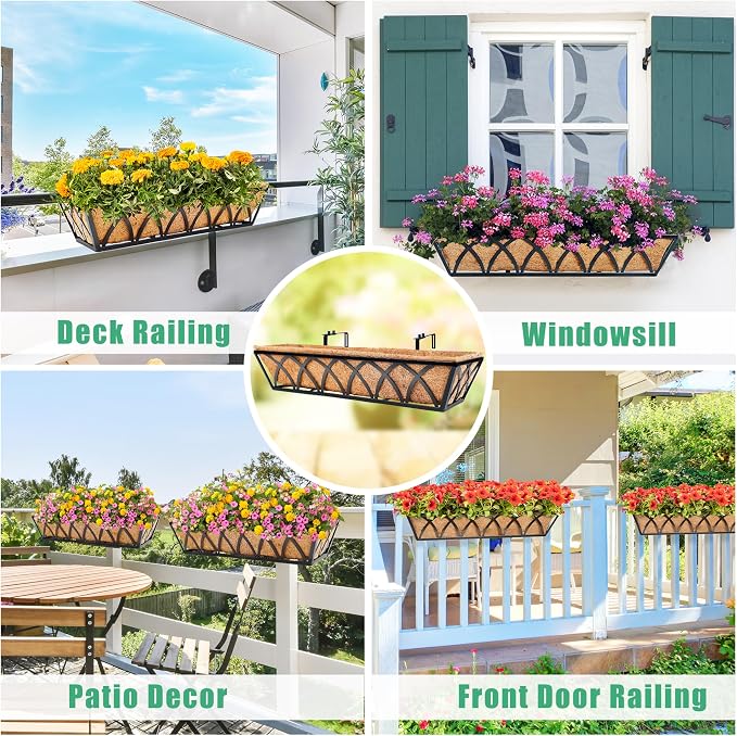 24in 2pcs Planter Box with Coco Liner, Rust-Resistant Metal Frame, Hydration - Image 5