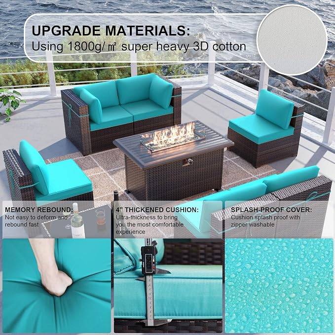 Kullavik 8 Pieces Outdoor Patio Furniture Set, Sectional Sofa Set - Image 3