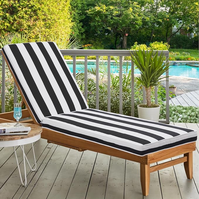 Outdoor Chaise Lounge Chair Cushions 2 Pack, Thick Waterproof Patio Pool Lounge - Image 7