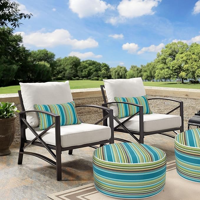 Outdoor/Indoor Inflatable Ottoman Pouf D20 xH9, All Weather Round Footstool - Image 2