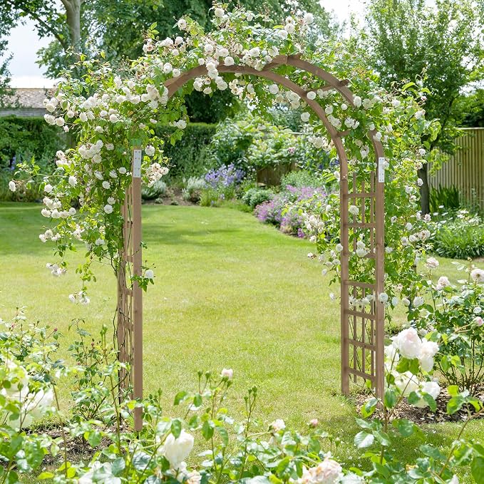 VINGLI Wooden Garden Arbor, Heavy Duty Outdoor Frame Trellis - Image 9