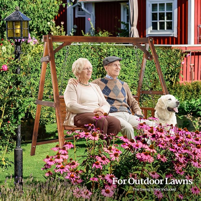 VINGLI 4FT Porch Swing Frame, 660 LBS Capacity Wooden A-Frame Swing Stand - Image 7