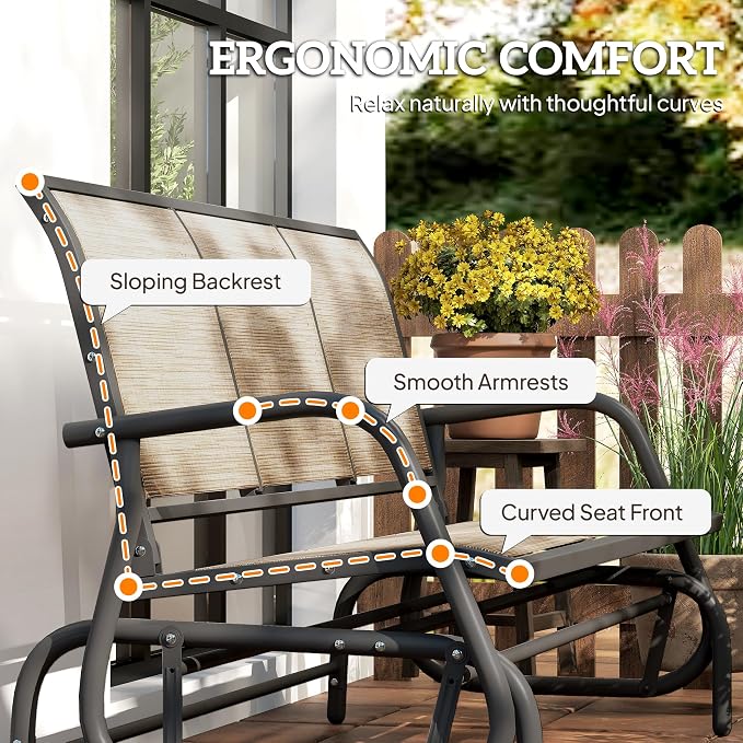 Outsunny 3-Person Patio Glider Bench, Outdoor Porch Glider Swing - Image 8
