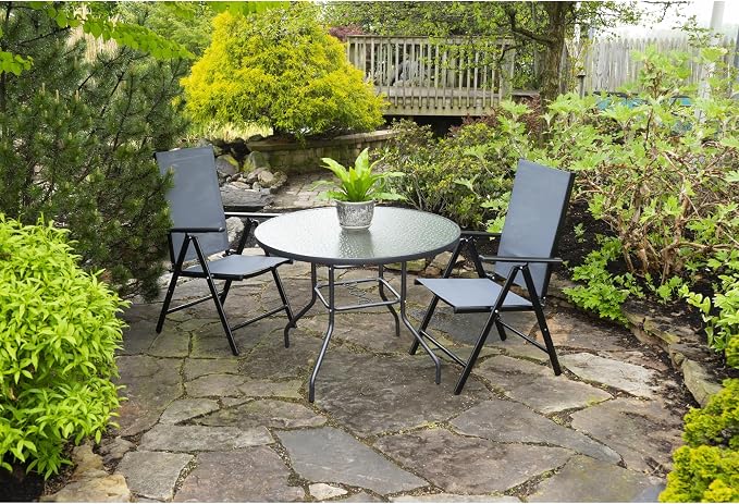 Garden Elements Outdoor Patio Furniture, Round Dining Table, Steel Base and Rim - Image 2